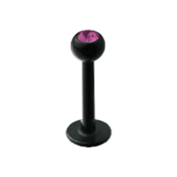 עגיל טראגוס / מונרו / לברט - כדור שחור קריסטל ורוד