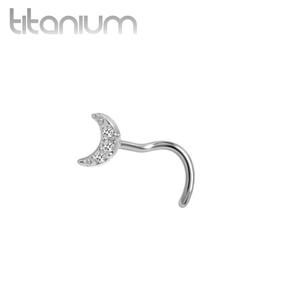 נזם אף מטיטניום ירח קריסטלים לבנים - 4 ממ